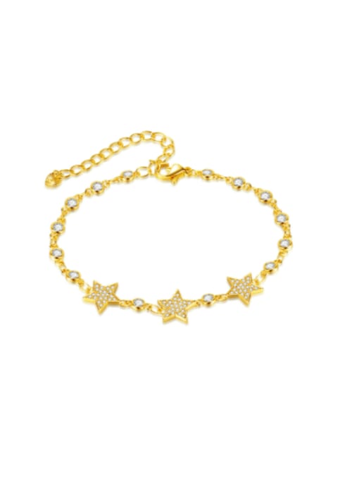 1029 Copper Bracelet Brass Cubic Zirconia Star Hip Hop Bracelet