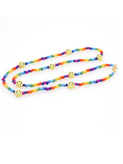 Roxi Stainless steel Bead Multi Color Smiley Bohemia Hand-woven Necklace 0
