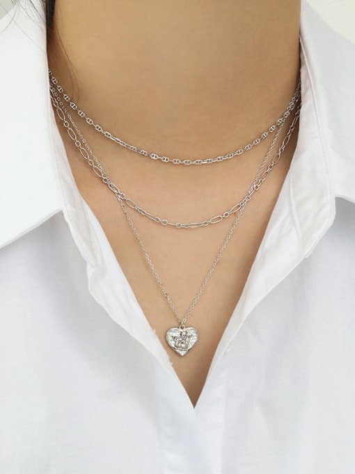 DAKA 925 Sterling Silver Heart  angel Vintage pendant Necklace 2