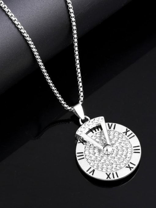 CC Stainless steel  Chain Alloy Geometric  Pendant  Hip Hop Long Strand Necklace 2