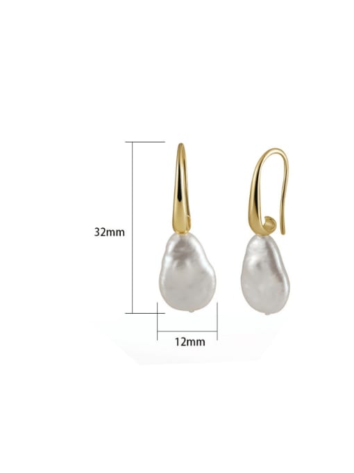 Pearl : 12mm, weight: 3.73g 925 Sterling Silver Freshwater Pearl Irregular Vintage Drop Earring