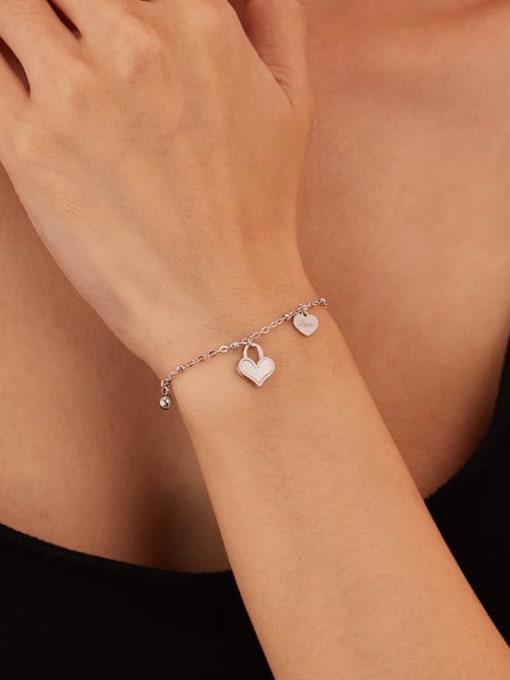 Open Sky Stainless steel Shell Heart Minimalist Link Bracelet 2