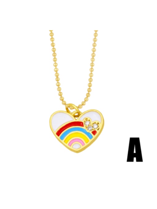 CC Brass Enamel Rainbow Minimalist Beaded Necklace 1
