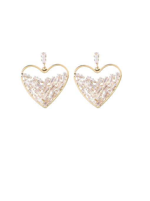 Main plan section Zinc Alloy Cubic Zirconia White Heart Statement Cluster Earring