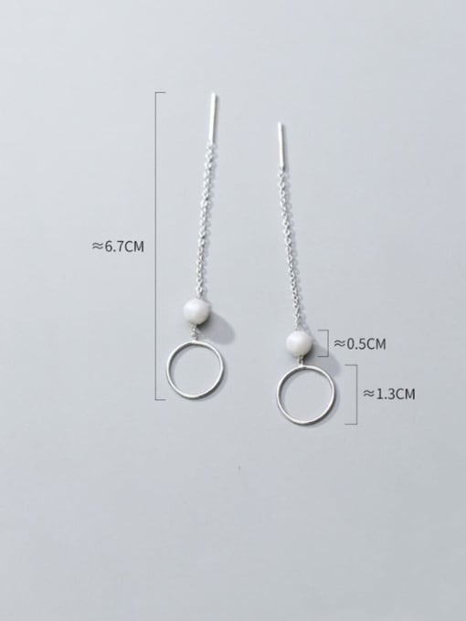 Rosh 925 sterling silver imitation pearl  geometric minimalist threader earring 3