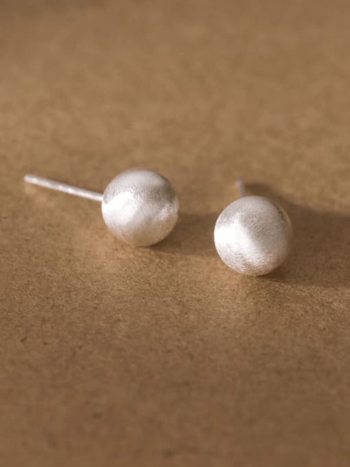 silver 925 Sterling Silver Round Ball Minimalist Stud Earring