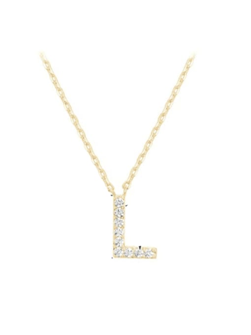 Jare 925 Sterling Silver Cubic Zirconia Letter Minimalist Necklace 0