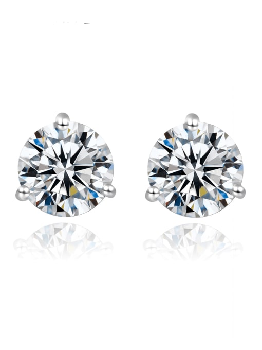 CCUI 925 Sterling Silver Moissanite Round Dainty Stud Earring 0