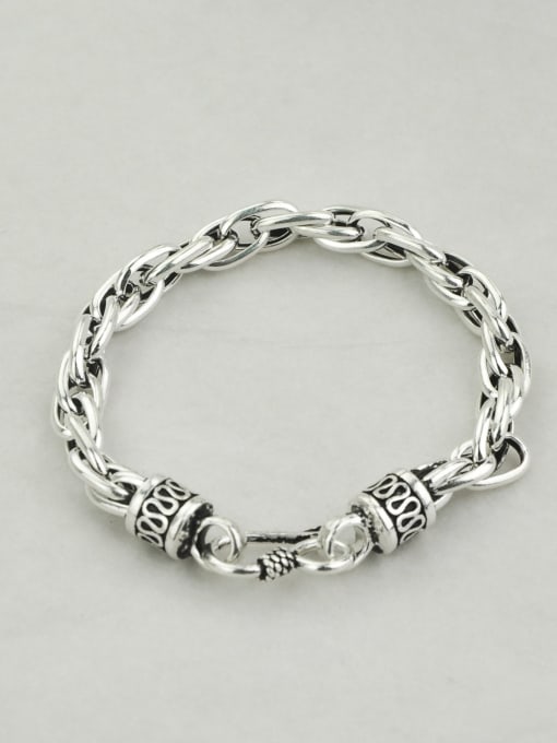 18.5cm(17.3g) Vintage Sterling Silver With Simple Retro Hollow Chain Bracelets