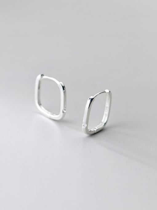 sliver 925 Sterling Silver Hollow Geometric Minimalist Huggie Earring