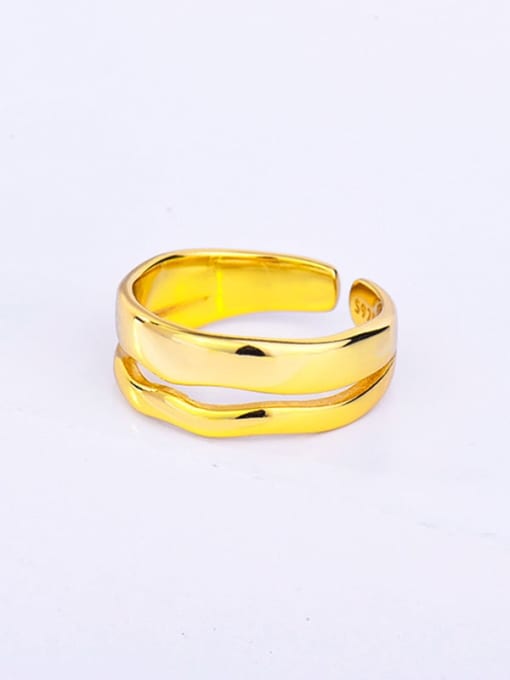 Rd0086 gold 925 Sterling Silver Geometric Minimalist Band Ring