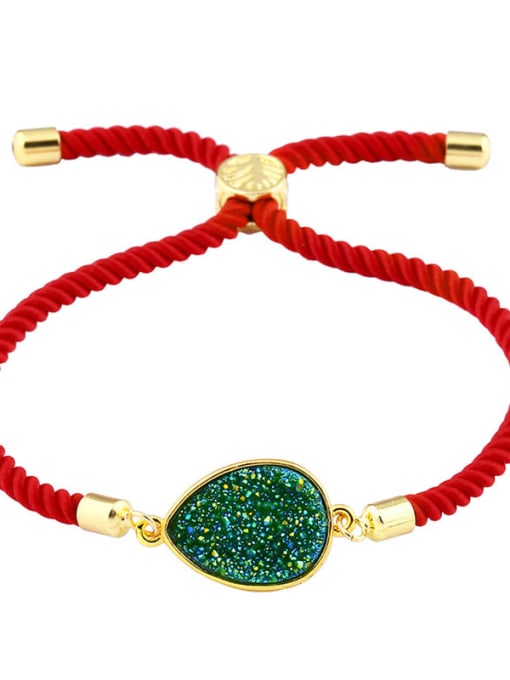 Red rope color green Leather Geometric Minimalist Adjustable Bracelet
