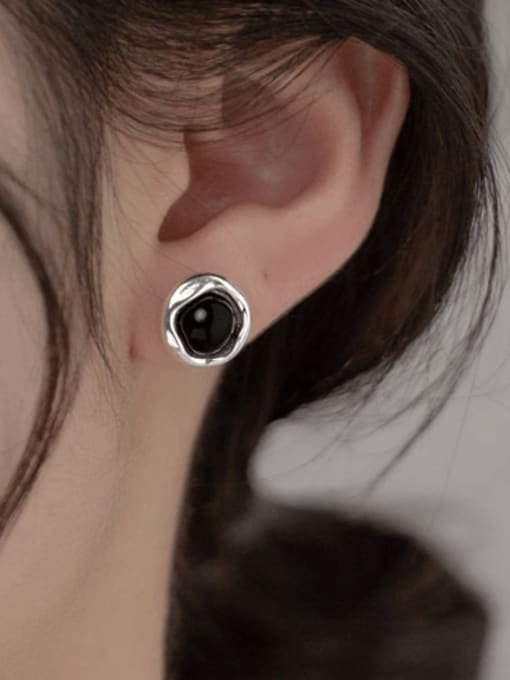 Rosh 925 Sterling Silver Carnelian Geometric Minimalist Stud Earring 1