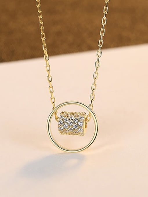 18K gold 14h06 925 Sterling Silver Rhinestone Geometric Minimalist Necklace