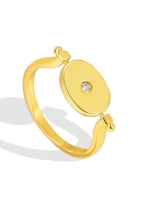 Gold rotating card ring Brass Rhinestone Geometric Minimalist Band Ring