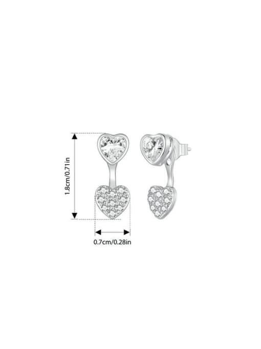 Jare 925 Sterling Silver Cubic Zirconia Heart Dainty Drop Earring 2
