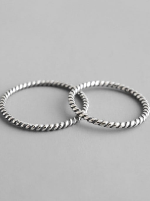 DAKA 925 Sterling Silver Vintage 1.2 thread twist ring 0