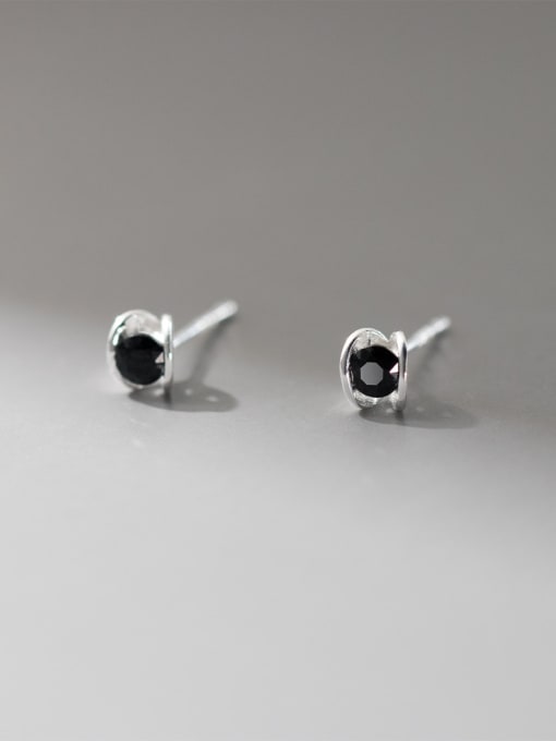 Rosh 925 Sterling Silver Cubic Zirconia Irregular Dainty Stud Earring 3