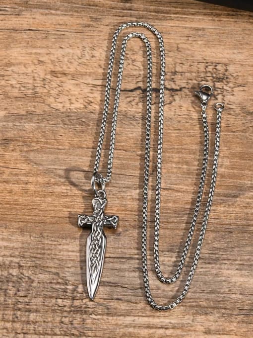 CONG Stainless steel Cross Hip Hop Long Strand Necklace 2