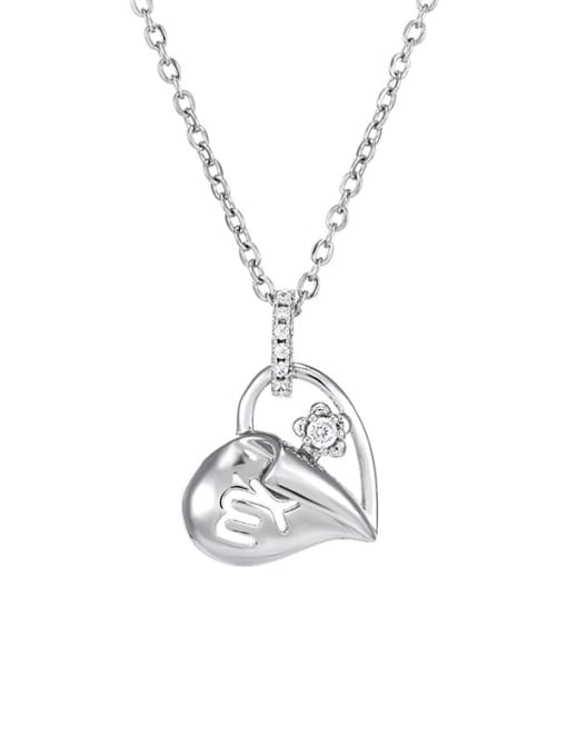 White Gold Necklace Alloy Cubic Zirconia Heart Dainty Necklace