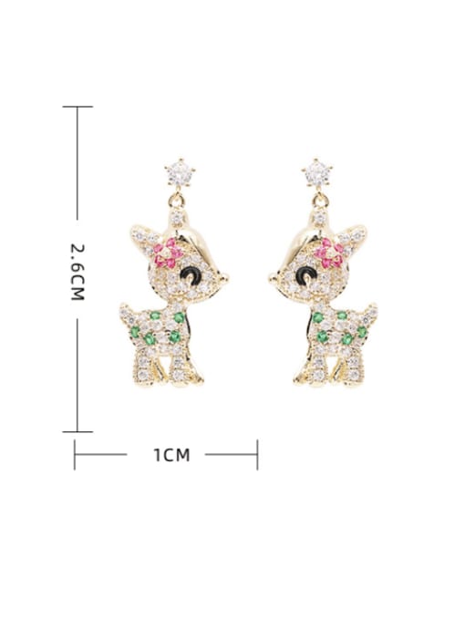 Luxu Brass Cubic Zirconia Deer Cute Drop Earring 3