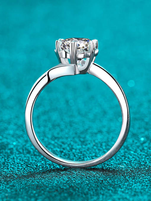 MOISS Sterling Silver Moissanite White Heart  Engagement Rings 2