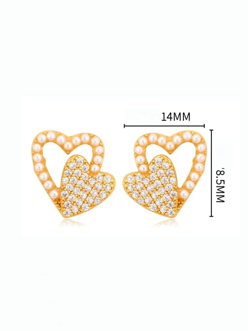 XP Alloy Imitation Pearl Heart Dainty Stud Earring 1