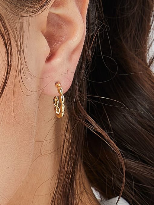 CHARME Brass Geometric Minimalist  C Shape Stud Earring 1