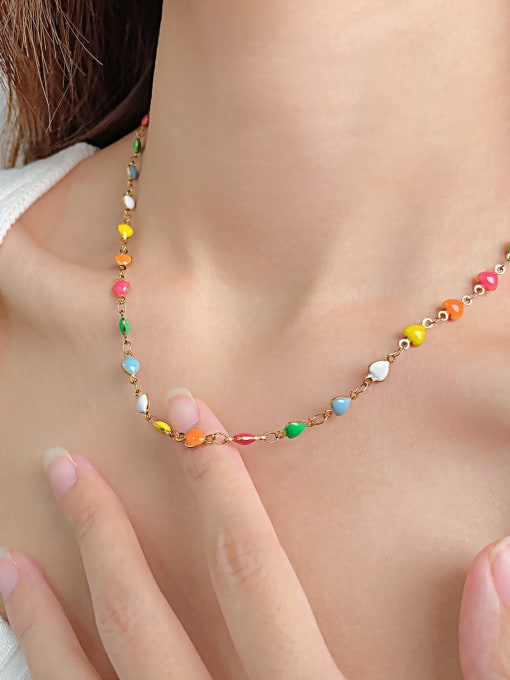 Open Sky Stainless steel Enamel Heart Minimalist Necklace 1