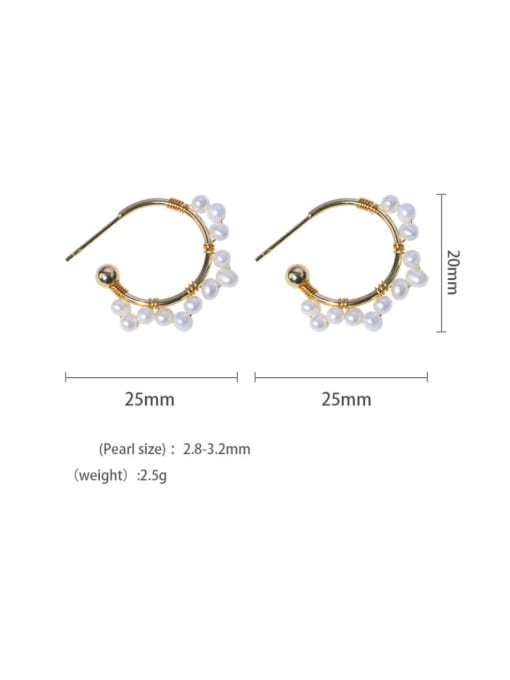 RAIN Brass Freshwater Pearl Geometric Minimalist Hoop Earring 2