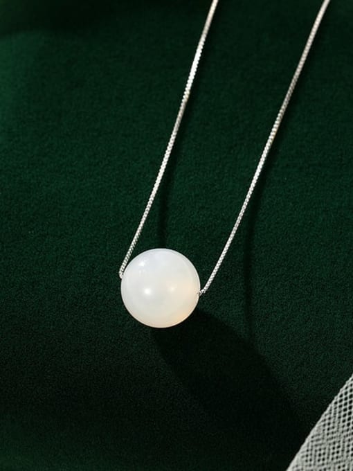 NS1088 【 12mm 】 925 Sterling Silver Bead Round Minimalist Necklace
