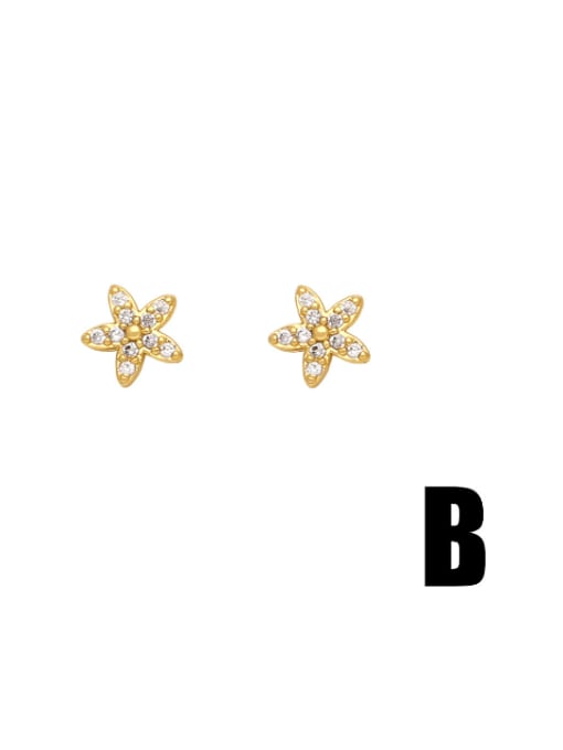 B Brass Cubic Zirconia Star Dainty Stud Earring