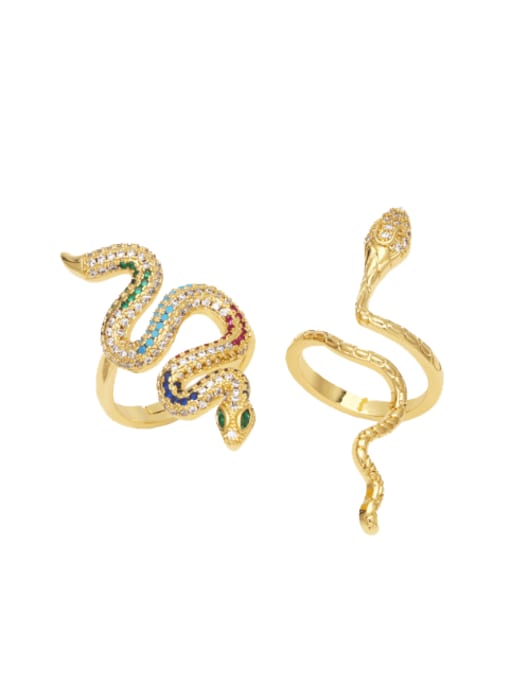 CC Brass Cubic Zirconia Snake Vintage Band Ring