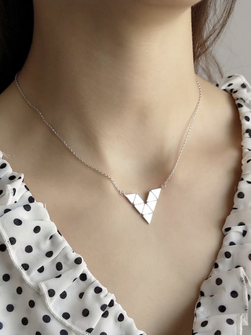 Boomer Cat 925 Sterling Silver Triangle Trend Bib Necklace 0