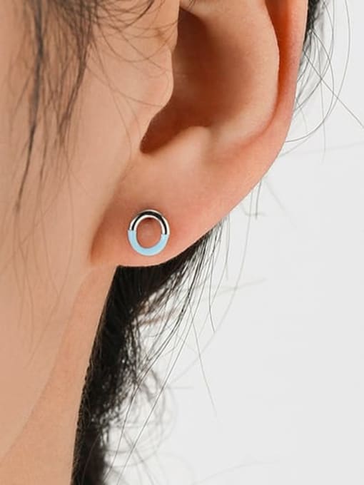 MODN 925 Sterling Silver Enamel Geometric Minimalist Stud Earring 1