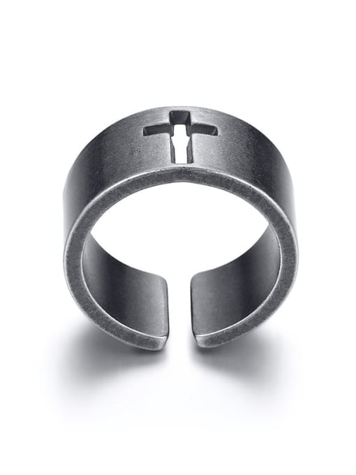 CONG Stainless steel Geometric Hollow Cross Minimalist Band Ring 0