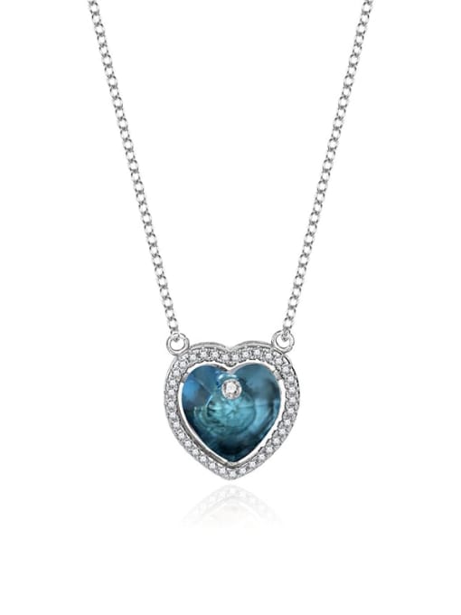 JYXZ 004 (denim) 925 Sterling Silver Austrian Crystal Heart Classic Necklace