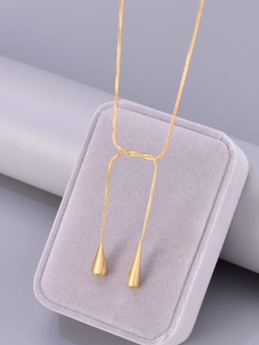 18K Gold Titanium Steel Water Drop Minimalist Snake Bone Chain Necklace