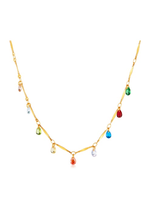Open Sky Stainless steel Cubic Zirconia Tassel Minimalist Necklace