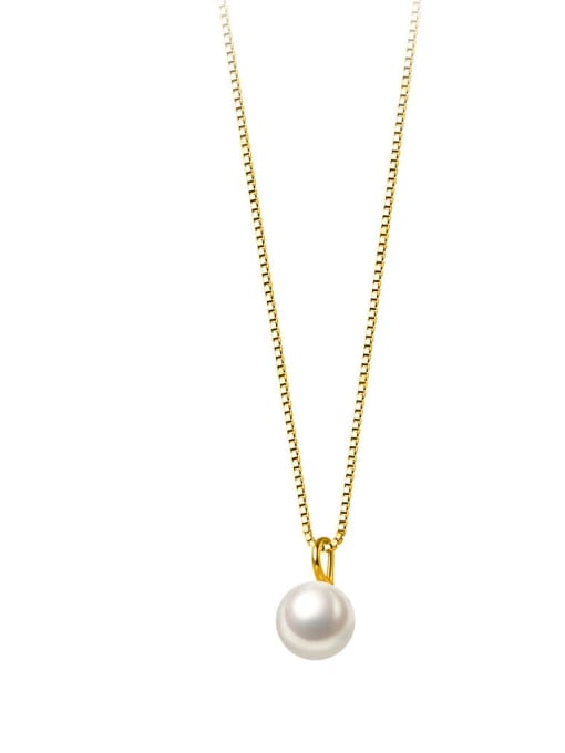 Rosh 925 Sterling Silver Imitation Pearl Round Minimalist Necklace 4