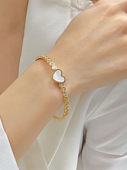Open Sky Stainless steel Shell Heart Minimalist Band Bangle 2