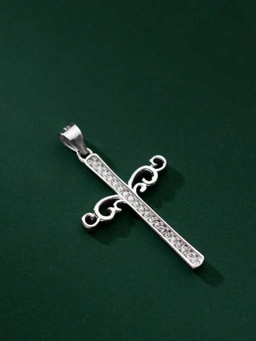 Rosh 925 Sterling Silver Cubic Zirconia Minimalist Cross   Pendant 0