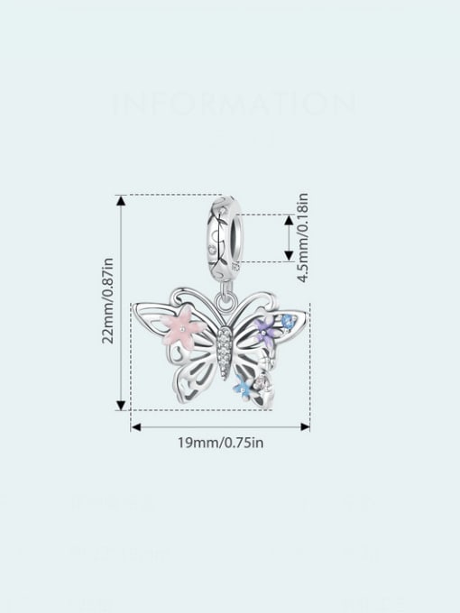 Jare 925 Sterling Silver Cubic Zirconia Cute Butterfly DIY Pendant 4