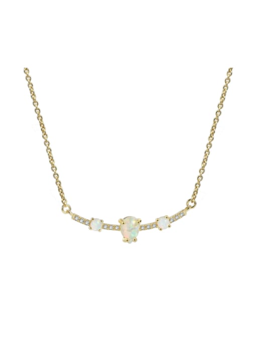 Gold synthetic Aobao Pendant Brass Opal Geometric Minimalist Necklace