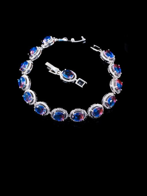 blue Brass Cubic Zirconia Geometric Luxury Bracelet