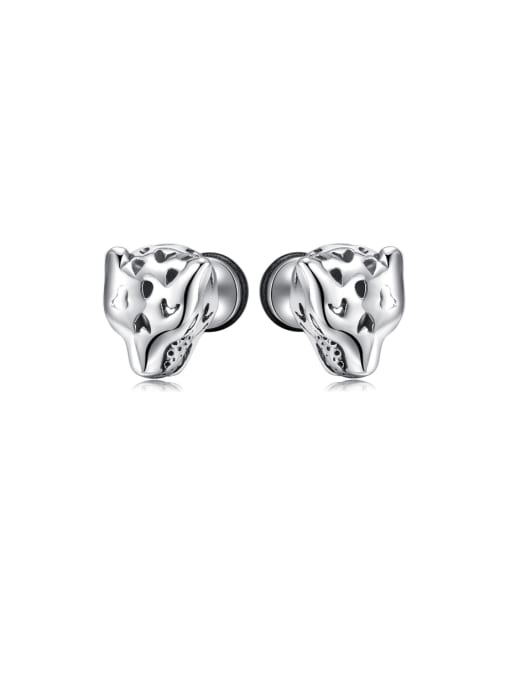 784 steel color Titanium Steel Leopard  HeadHip Hop Stud Earring