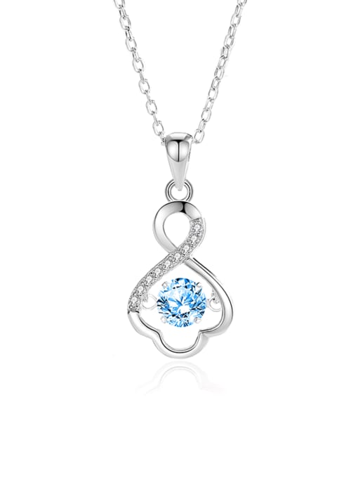 FDTD 031  Platinum+blue  Zircon 925 Sterling Silver Moissanite Irregular Dainty Necklace