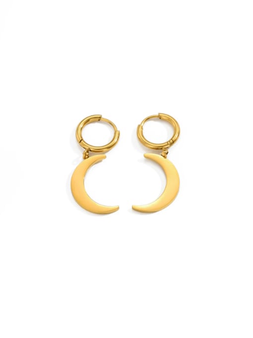 18K gold Titanium Steel Moon Minimalist Huggie Earring