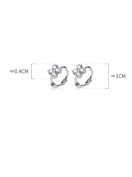 Rosh 925 Sterling Silver Cubic Zirconia Multi Color Flower Minimalist Huggie Earring 2