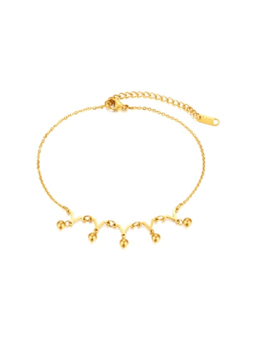 149 Steel Foot Chain Gold Stainless steel Irregular Hip Hop  Bead Anklet